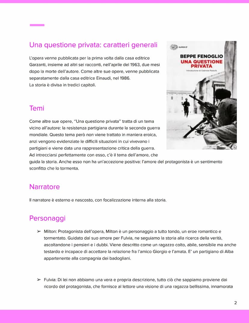 Beppe Fenoglio
Una Questione Privata
Nome Cognome
Data L'autore: Beppe Fenoglio
Nato ad Alba, nelle Langhe, il 1° marzo 1922, Giuseppe Fenog