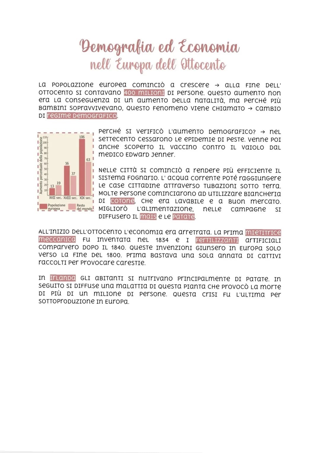 
<p>La popolazione europea cominciò a crescere alla fine dell'Ottocento, contando 400 milioni di persone. Questo aumento non era la consegue