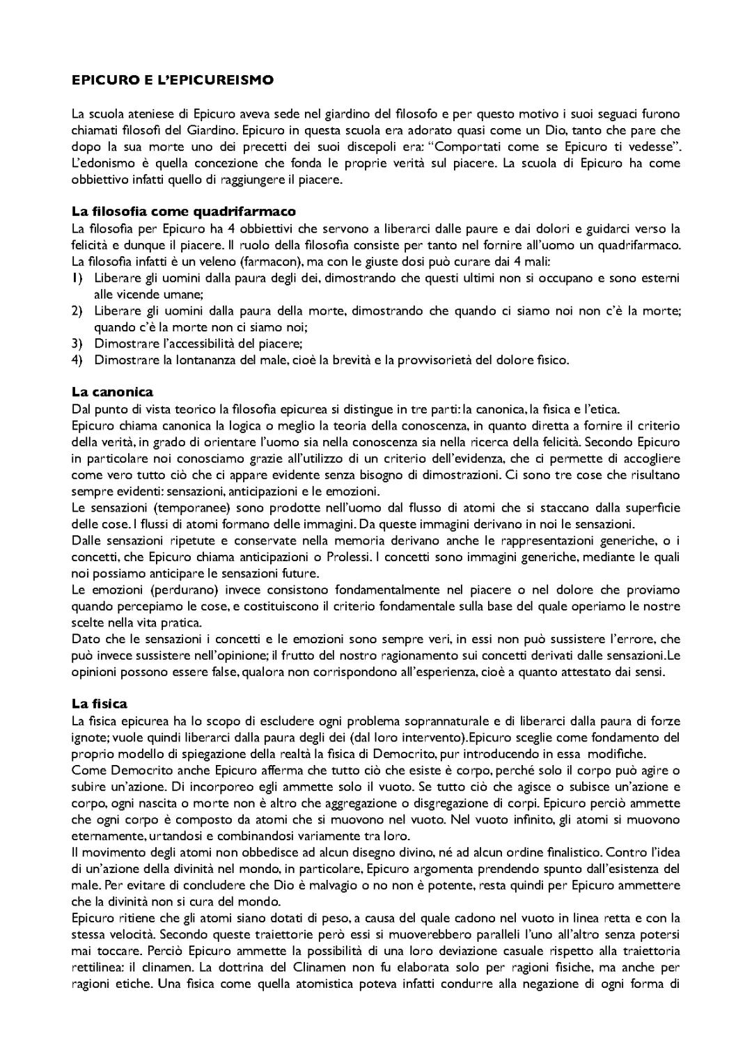 EPICURO, GLI STOICI E GLI SCETTICI 