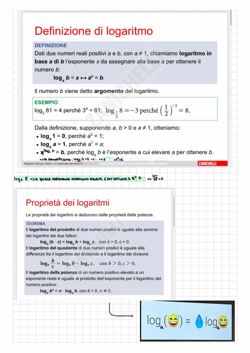 PROPRIETÀ DELLE POTENZE
DEFINIZIONE
La potenza ax con esponente reale x > 0 di un numero reale a tale
che a > 0 e a # 1, è l'unico numero re