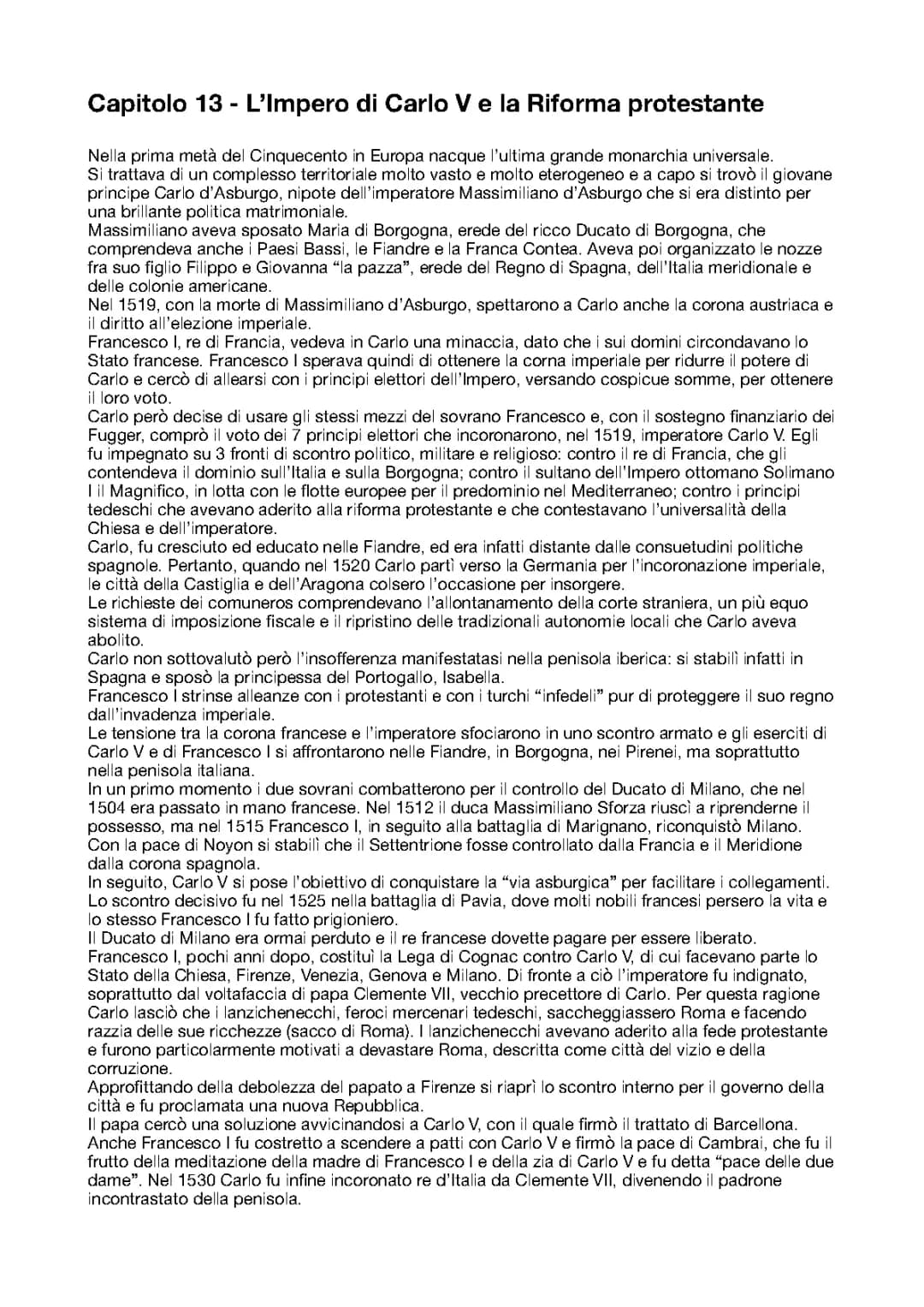Capitolo 13 - L’Impero di Carlo V e la Riforma protestante