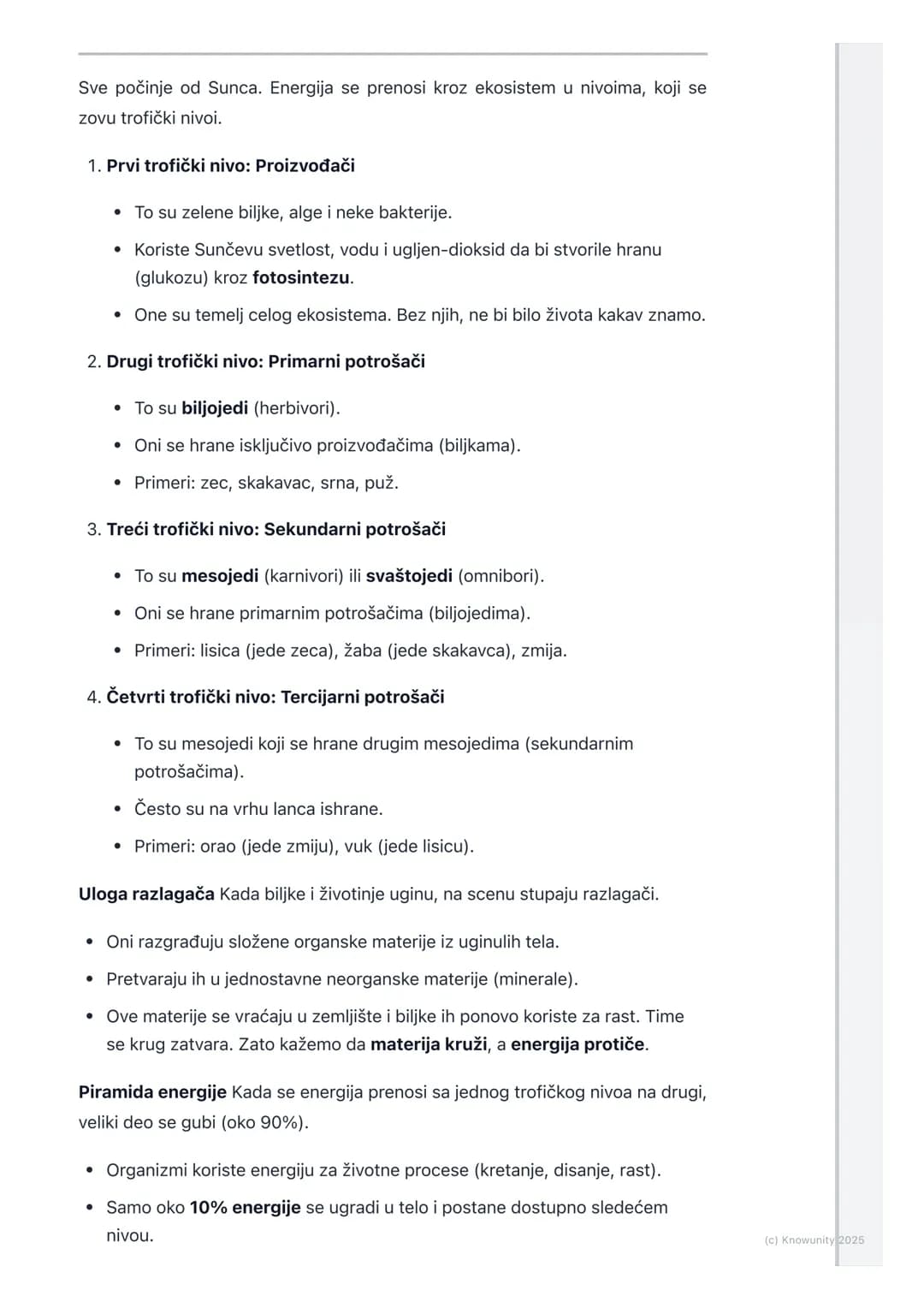 # Lanac i mreža ishrane

Uvod u lance i mreže ishrane

Sva živa bića trebaju energiju da bi preživela. Biljke dobijaju energiju od Sunca,
a 