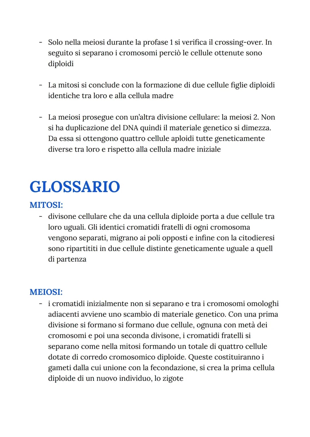 MITOSI
MITOSI:
Divisione di una cellula in due cellule figlie identiche
("clonazione")
-
Da una cellula si va a riprodurre due cellule figli