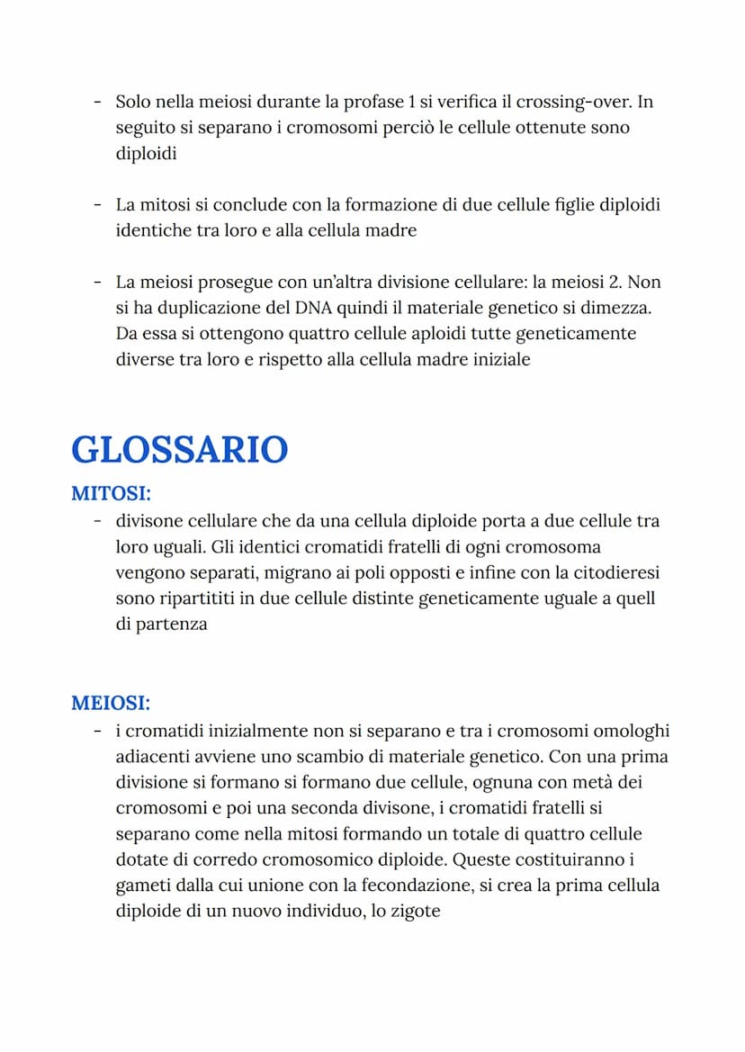 MITOSI
MITOSI:
Divisione di una cellula in due cellule figlie identiche
("clonazione")
-
Da una cellula si va a riprodurre due cellule figli