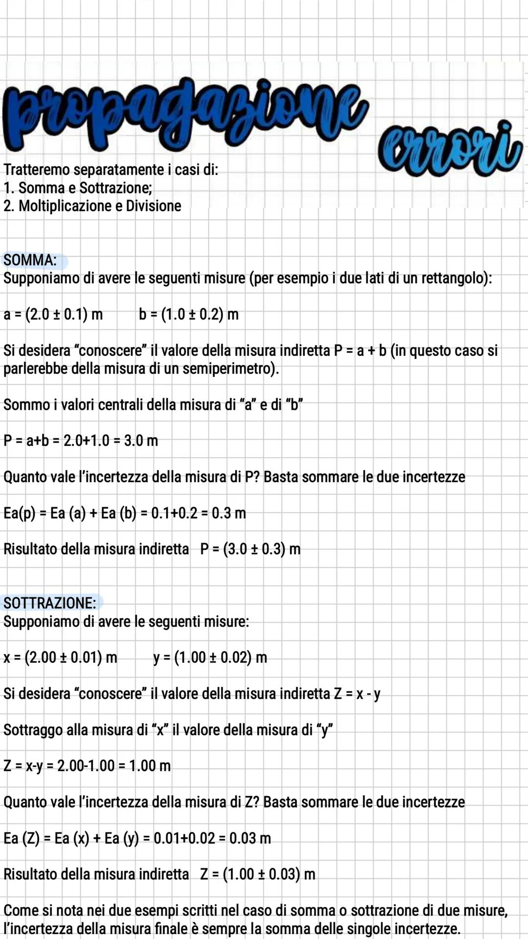 Propagazione degli Errori nei Calcoli