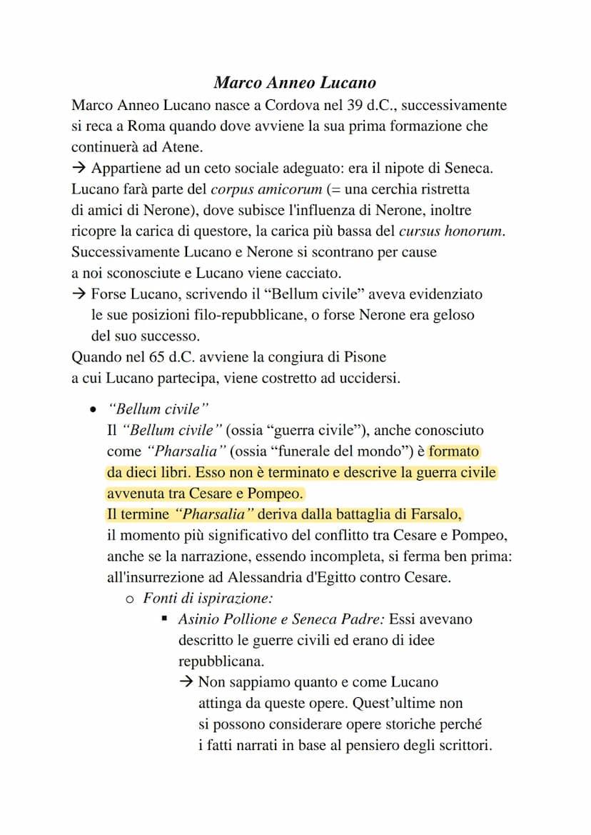 Contesto storico
Il regno di Nerone è un periodo ricco dal punto di vista culturale,
infatti forniscono molti autori significativi come Luca