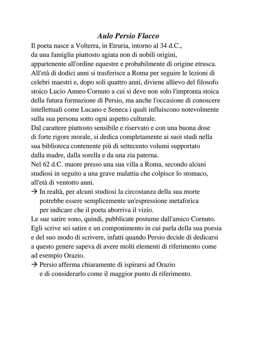 Contesto storico
Il regno di Nerone è un periodo ricco dal punto di vista culturale,
infatti forniscono molti autori significativi come Luca
