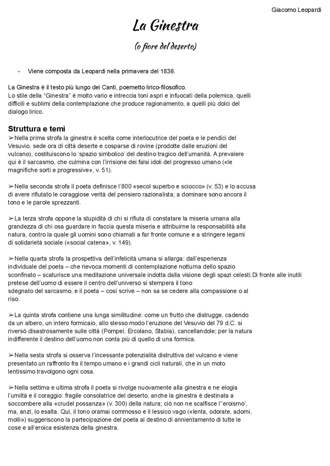 La ginestra - Leopardi