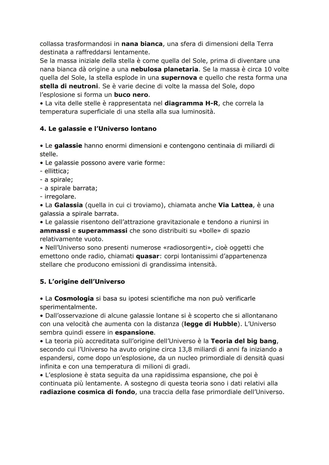 Unità 1 - L'Universo
1. Che cos'è l'Universo
• L'Universo è l'insieme di tutto ciò che esiste: uno spazio sterminato che
racchiude la materi