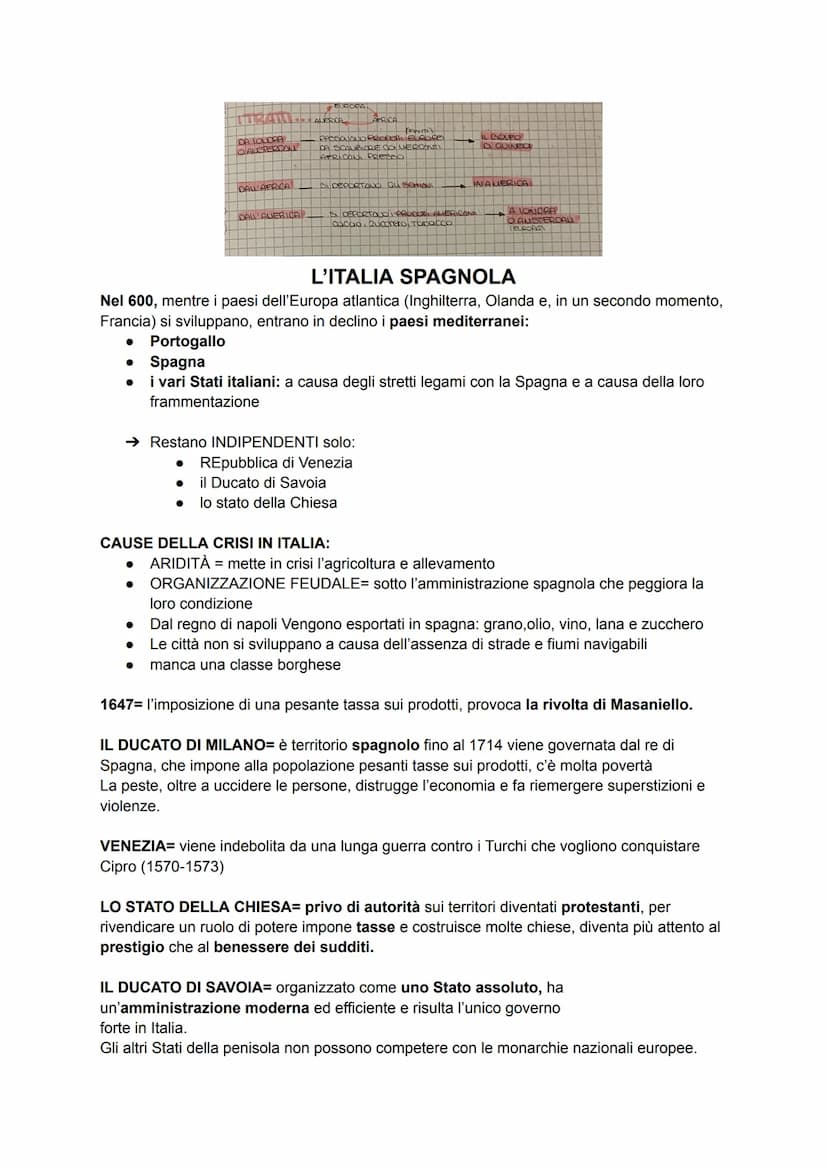 IL 600
→ CRISI DEMOGRAFICA ECONOMICA, In Europa meridionale e centrale
(1620-1670)
→ SQUILIBRI politici in:
● ITALIA: frammentata, guerra co