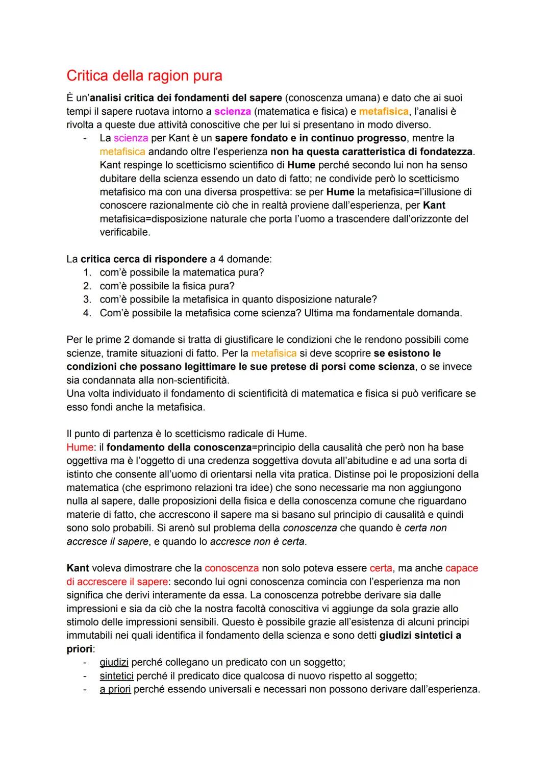Kant
Con il suo sistema filosofico, Kant inaugura una nuova fase del pensiero moderno. Il suo iter
filosofico può essere scandito in 2 fasi: