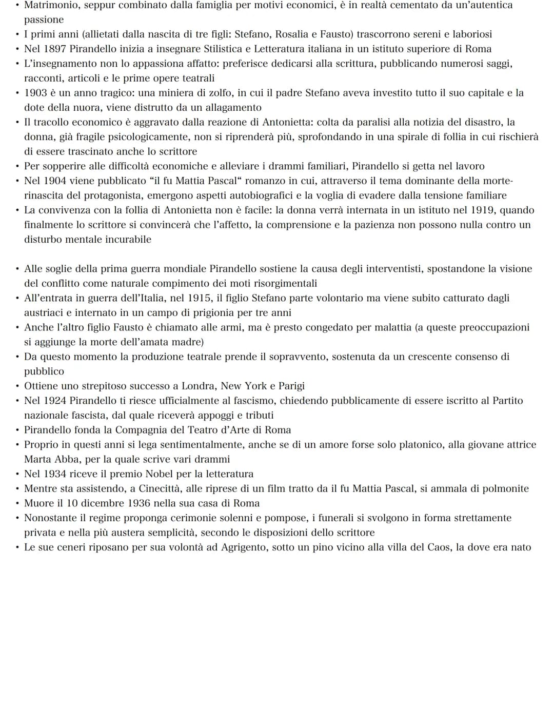 Luigi Pirandello
LA VITA
Nasce nel 1867 a Grigenti (in una contrada di campagna dove sorge il
casale chiamato "il caos", in cui la famiglia 