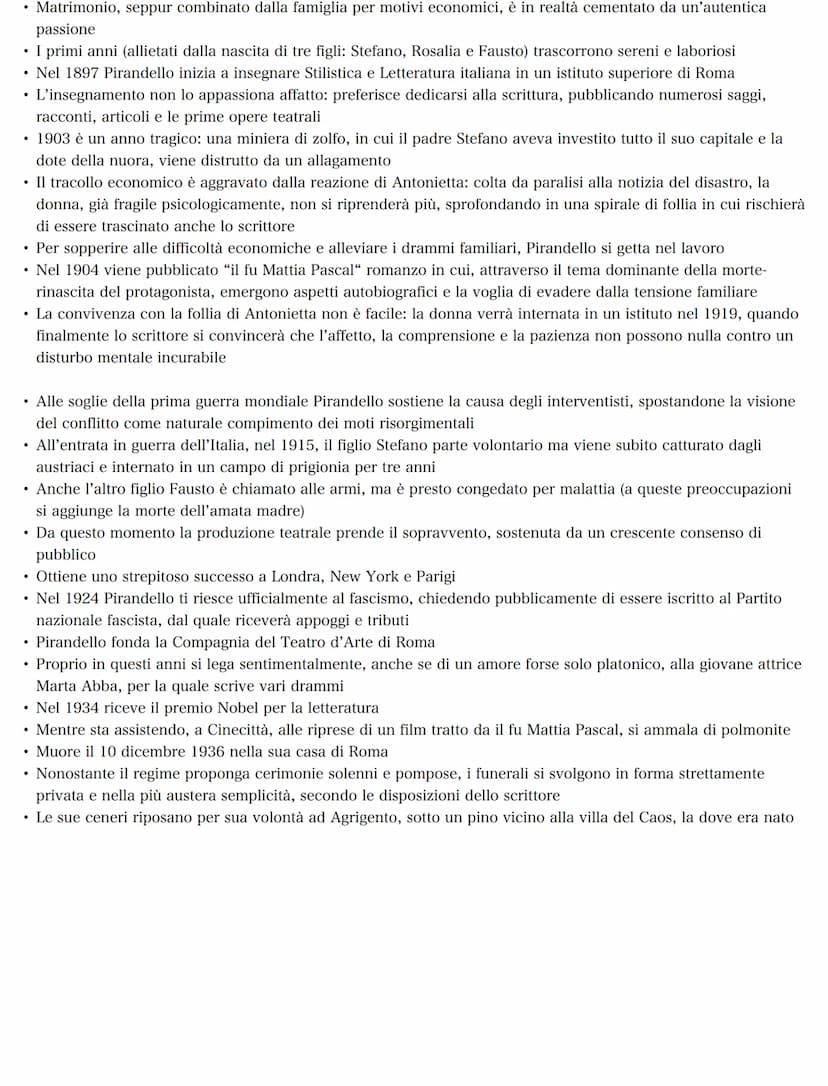 Luigi Pirandello
LA VITA
Nasce nel 1867 a Grigenti (in una contrada di campagna dove sorge il
casale chiamato "il caos", in cui la famiglia 