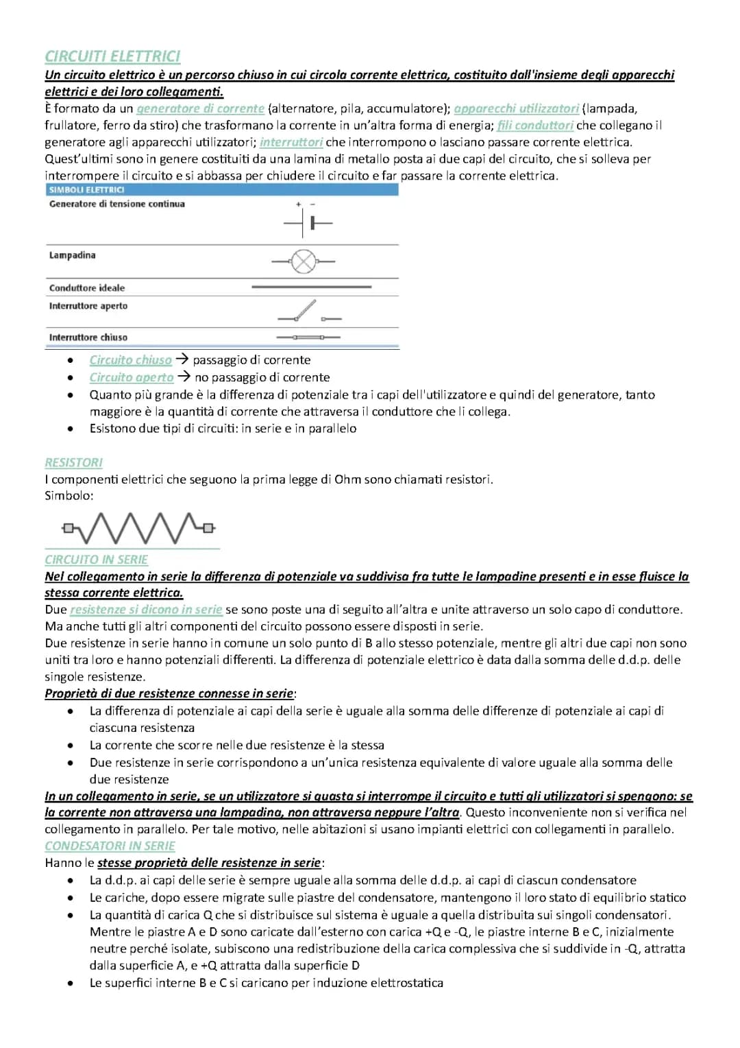 I circuiti elettrici