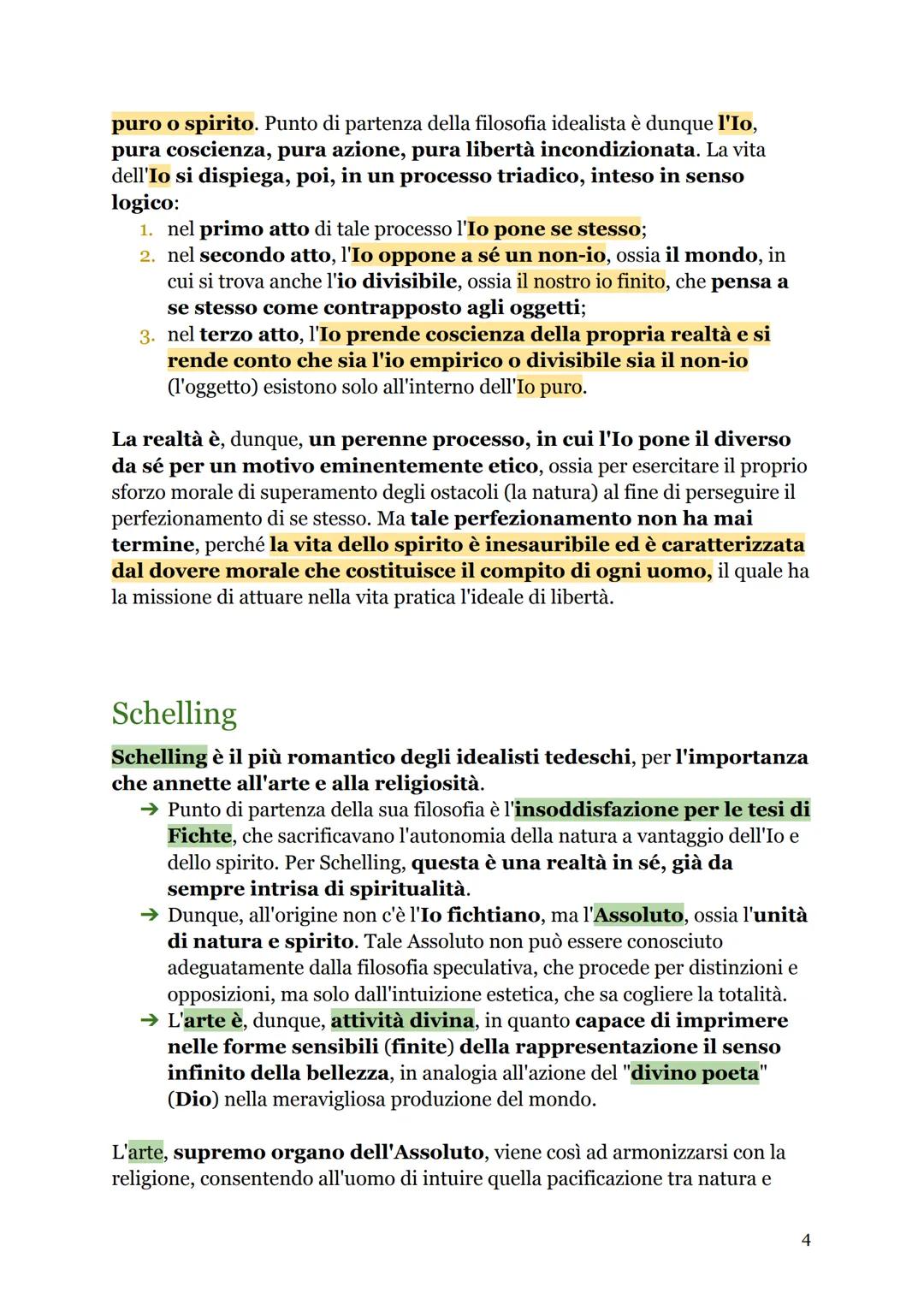 Idealismo e Romanticismo
L'idealismo, di cui i massimi esponenti sono Fichte e Schelling, nacque in
Germania, ricavando origine e linfa vita