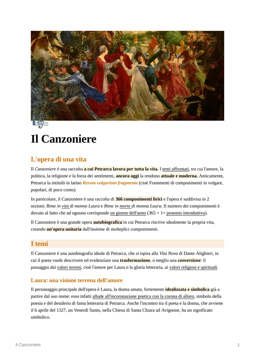 Il Canzoniere
L'opera di una vita
Il Canzoniere è una raccolta a cui Petrarca lavora per tutta la vita. I temi affrontati, tra cui l'amore, 