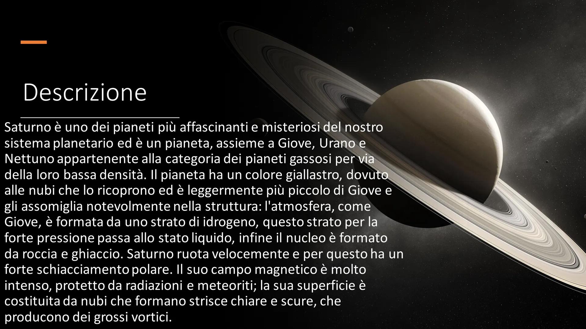 Saturno
Il cosiddetto "signore degli anelli"
Luca De Meo 3F Descrizione
Saturno è uno dei pianeti più affascinanti e misteriosi del nostro
s