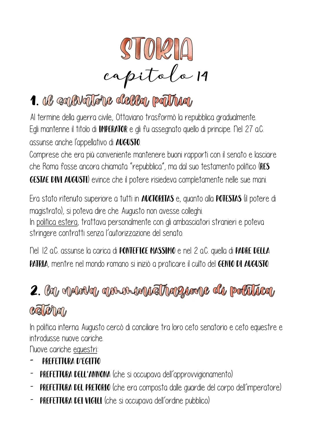 # STORIA

capitolo 14

1. il salvatore della patria

Al termine della guerra civile, Ottaviano trasformò la repubblica gradualmente.
Egli ma