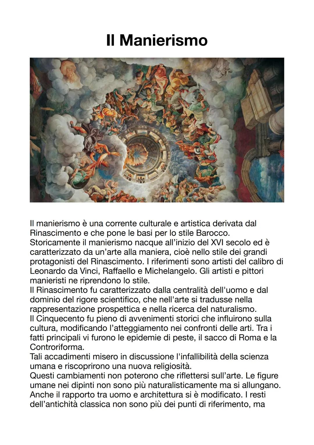 Il Manierismo
Il manierismo è una corrente culturale e artistica derivata dal
Rinascimento e che pone le basi per lo stile Barocco.
Storicam