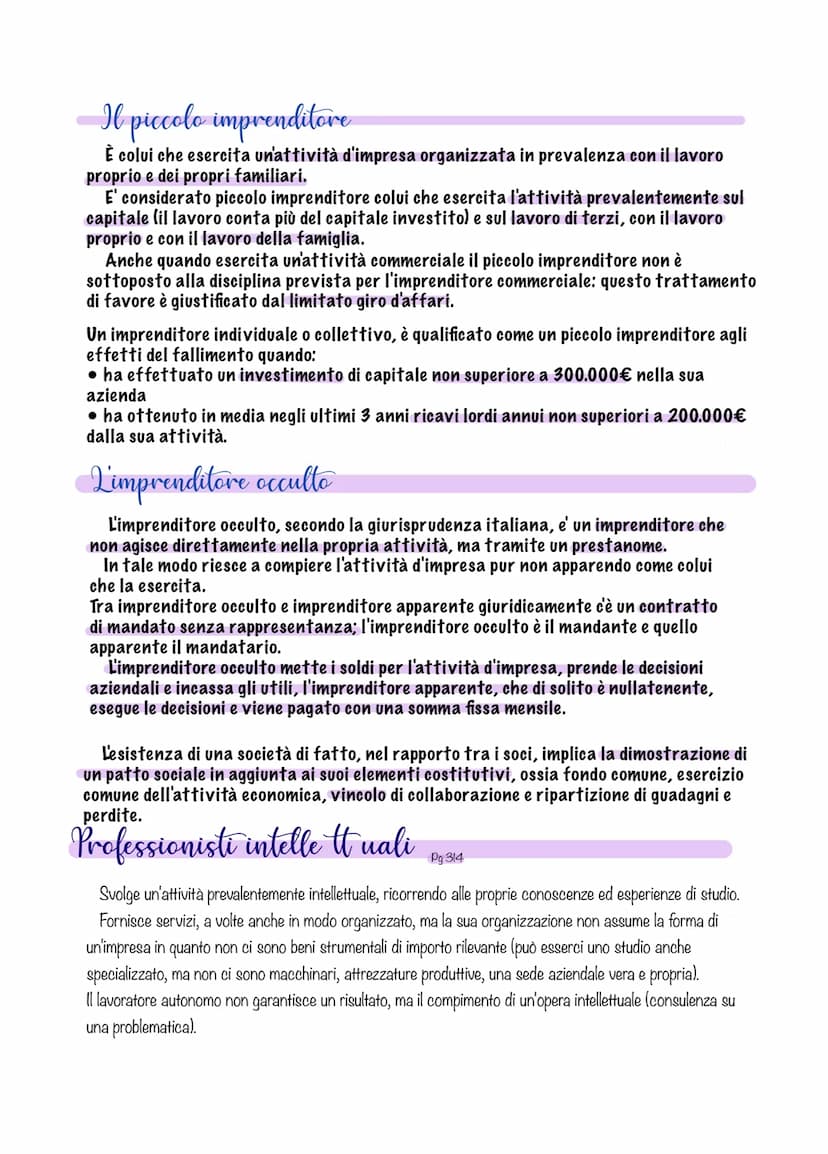 Imprenditore
E' colui che esercita un'attività economica organizzata al fine della produzione o
dello scambio di beni o servizi.
L'imprendit