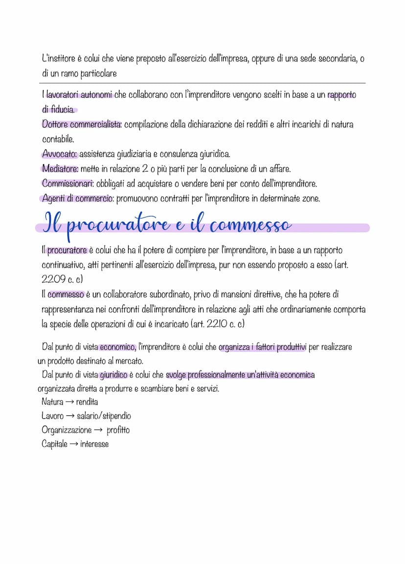 Imprenditore
E' colui che esercita un'attività economica organizzata al fine della produzione o
dello scambio di beni o servizi.
L'imprendit