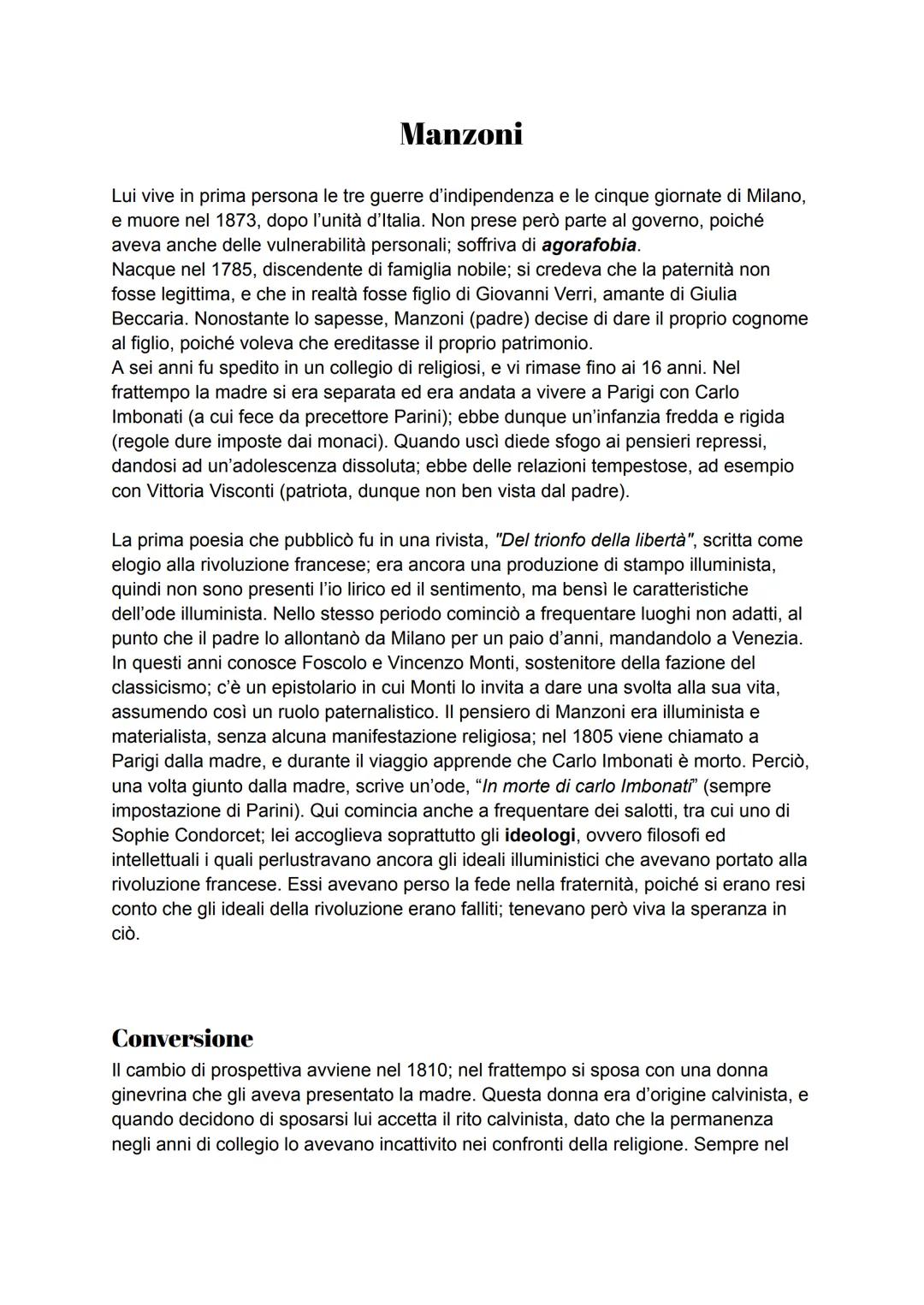 Manzoni
Lui vive in prima persona le tre guerre d'indipendenza e le cinque giornate di Milano,
e muore nel 1873, dopo l'unità d'Italia. Non 