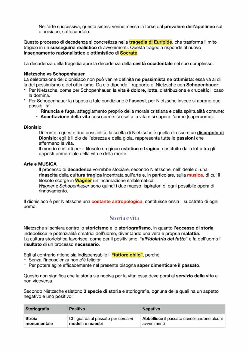 Nietzsche
Il pensiero di Nietzsche è caratterizzato da una critica radicale della civiltà e della filosofia
dell'Occidente, che si traduce i
