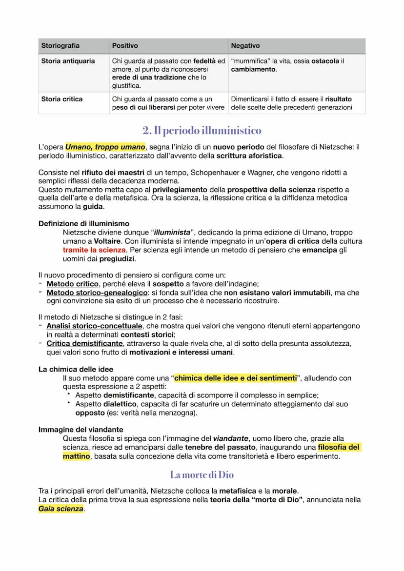 Nietzsche
Il pensiero di Nietzsche è caratterizzato da una critica radicale della civiltà e della filosofia
dell'Occidente, che si traduce i