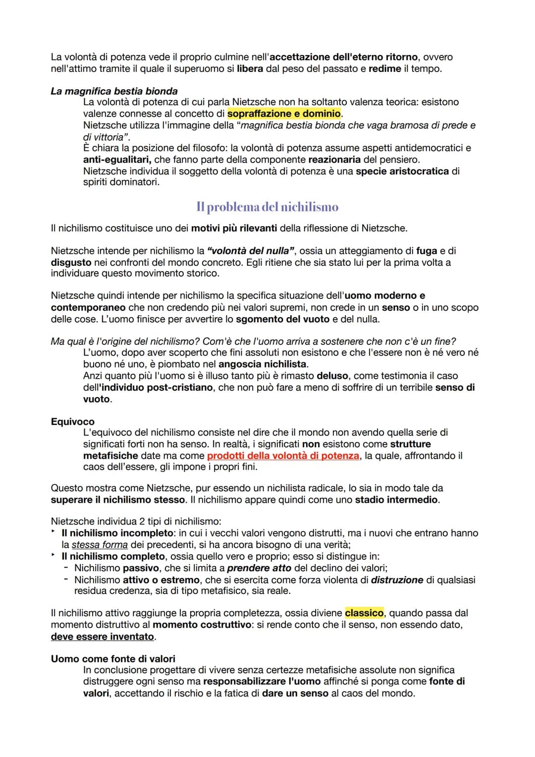 Nietzsche
Il pensiero di Nietzsche è caratterizzato da una critica radicale della civiltà e della filosofia
dell'Occidente, che si traduce i