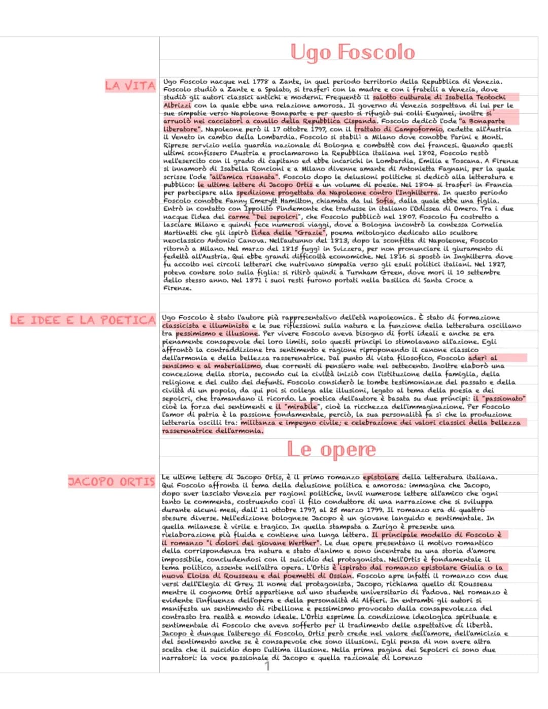 Ugo Foscolo: Vita e Opere Spiegato Facile per Scuola Media