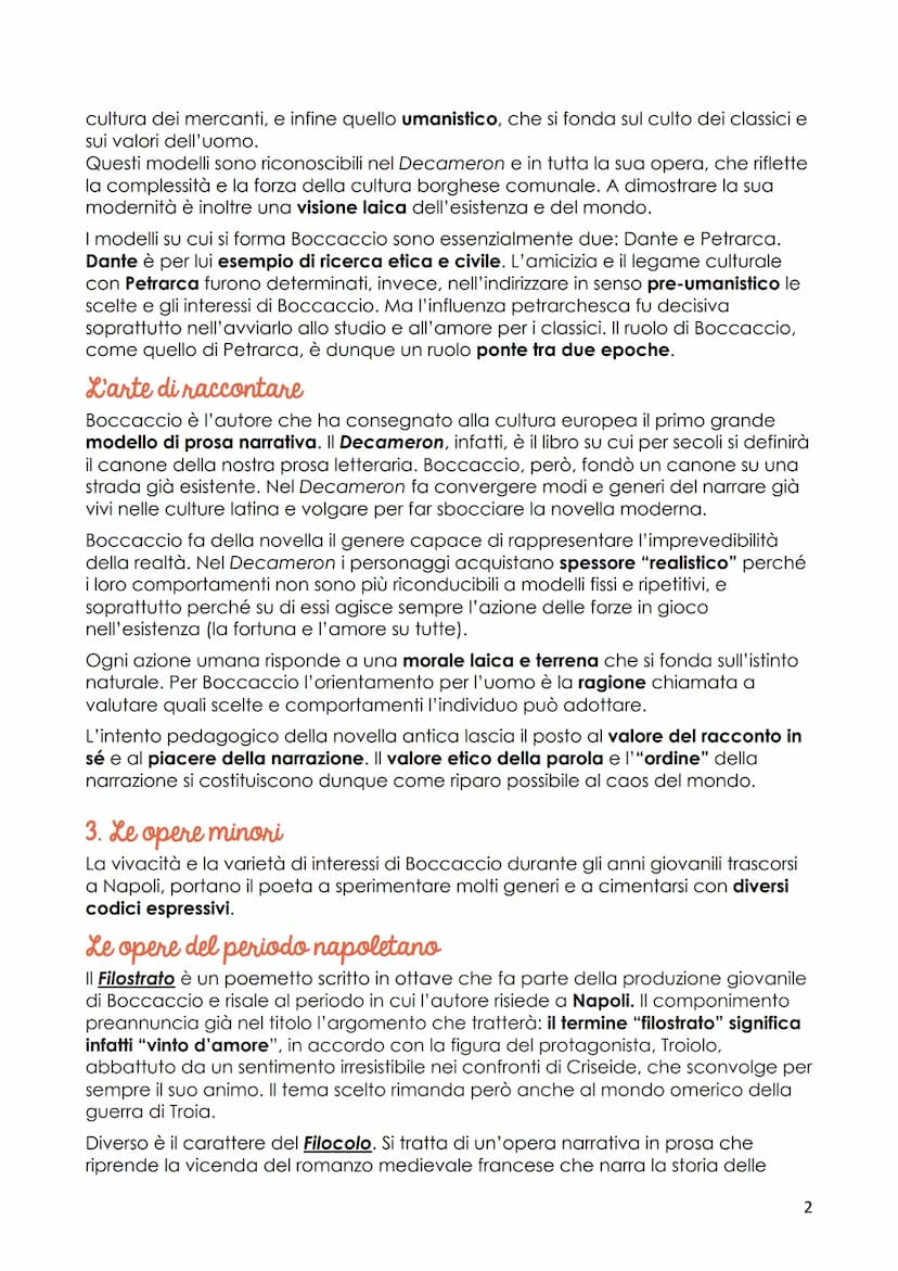 Boccaccio
1. La vita
Ira Firenze e Napoli
Insieme a Dante e Petrarca, Boccaccio è ritenuto una delle tre corone della lingua
italiana.
Nacqu
