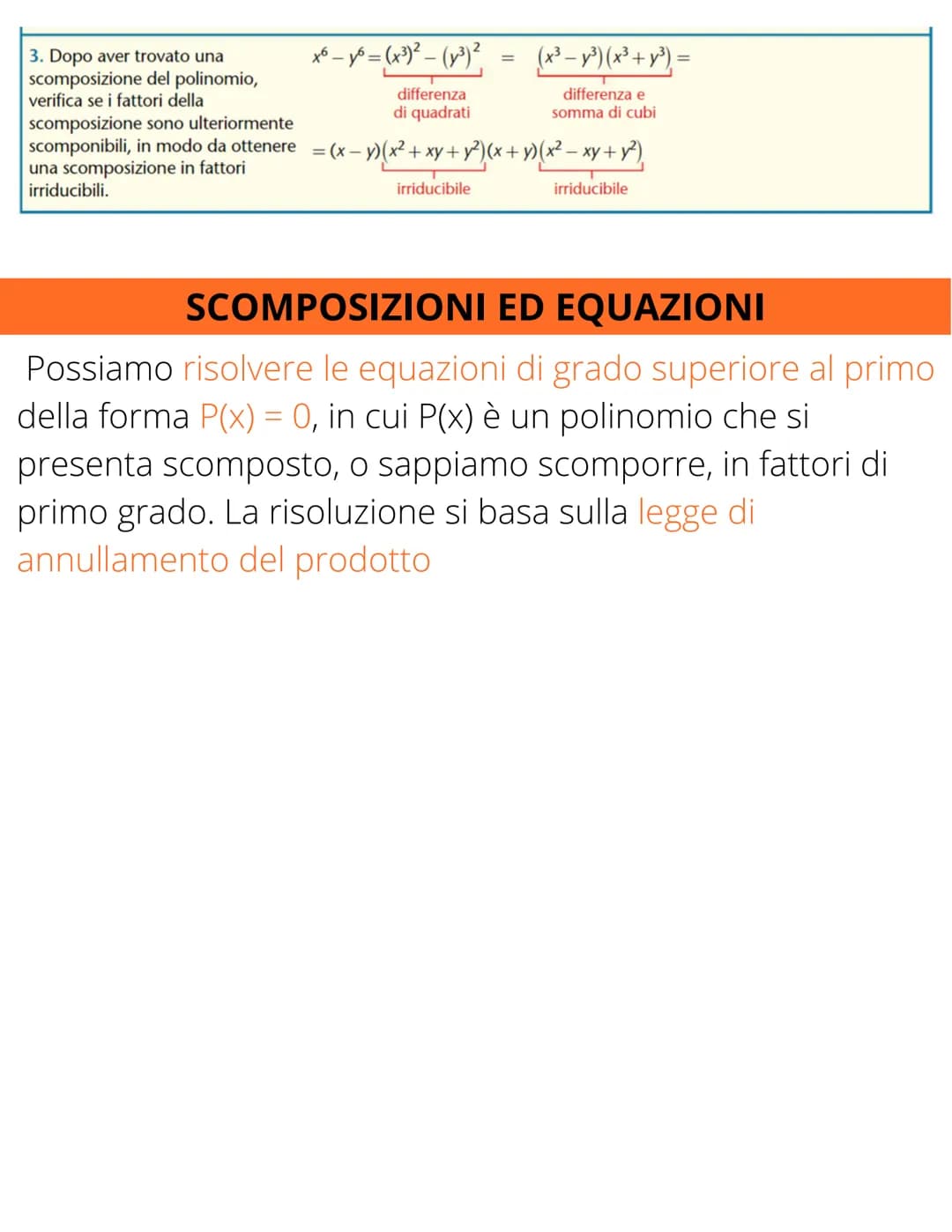 SCOMPOSIZIONE
DI POLINOMI
POLINOMIO RIDUCIBILE E IRRIDUCIBILE
Un polinomio si dice:
• riducibile quando è scomponibile in fattori,
ciascuno 