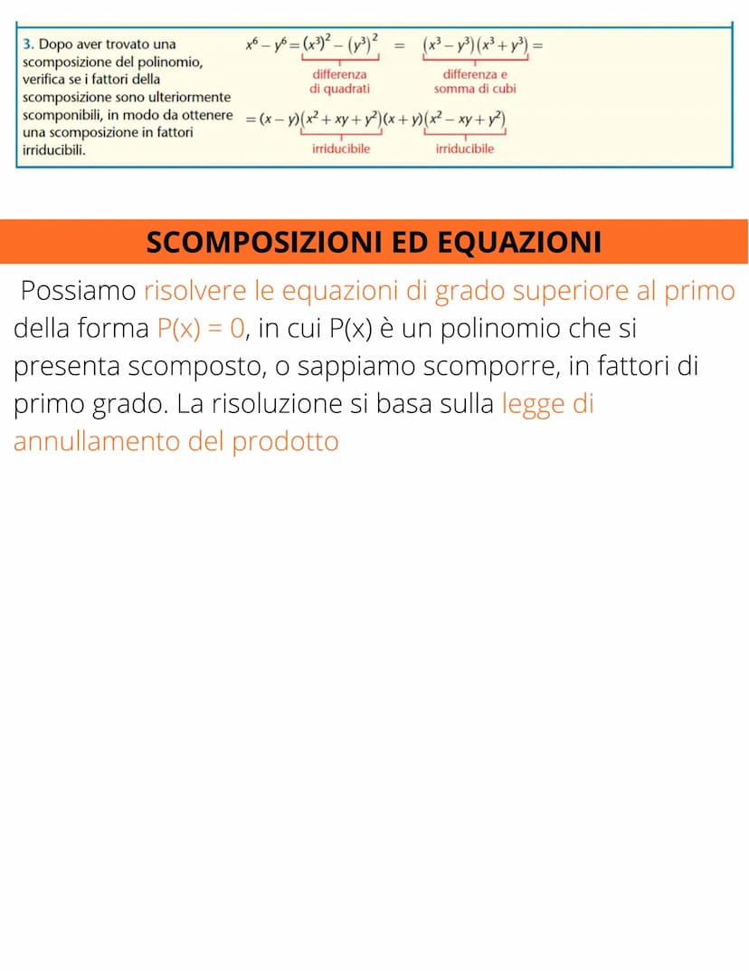 SCOMPOSIZIONE
DI POLINOMI
POLINOMIO RIDUCIBILE E IRRIDUCIBILE
Un polinomio si dice:
• riducibile quando è scomponibile in fattori,
ciascuno 
