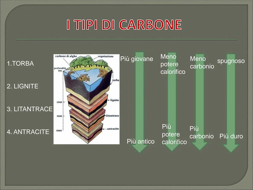 IL CARBONE CHE COS'E' CHE COS'E' ?
Il carbone è:
il combustibile fossile solido di origine vegetale
È il combustibile fossile più diffuso al