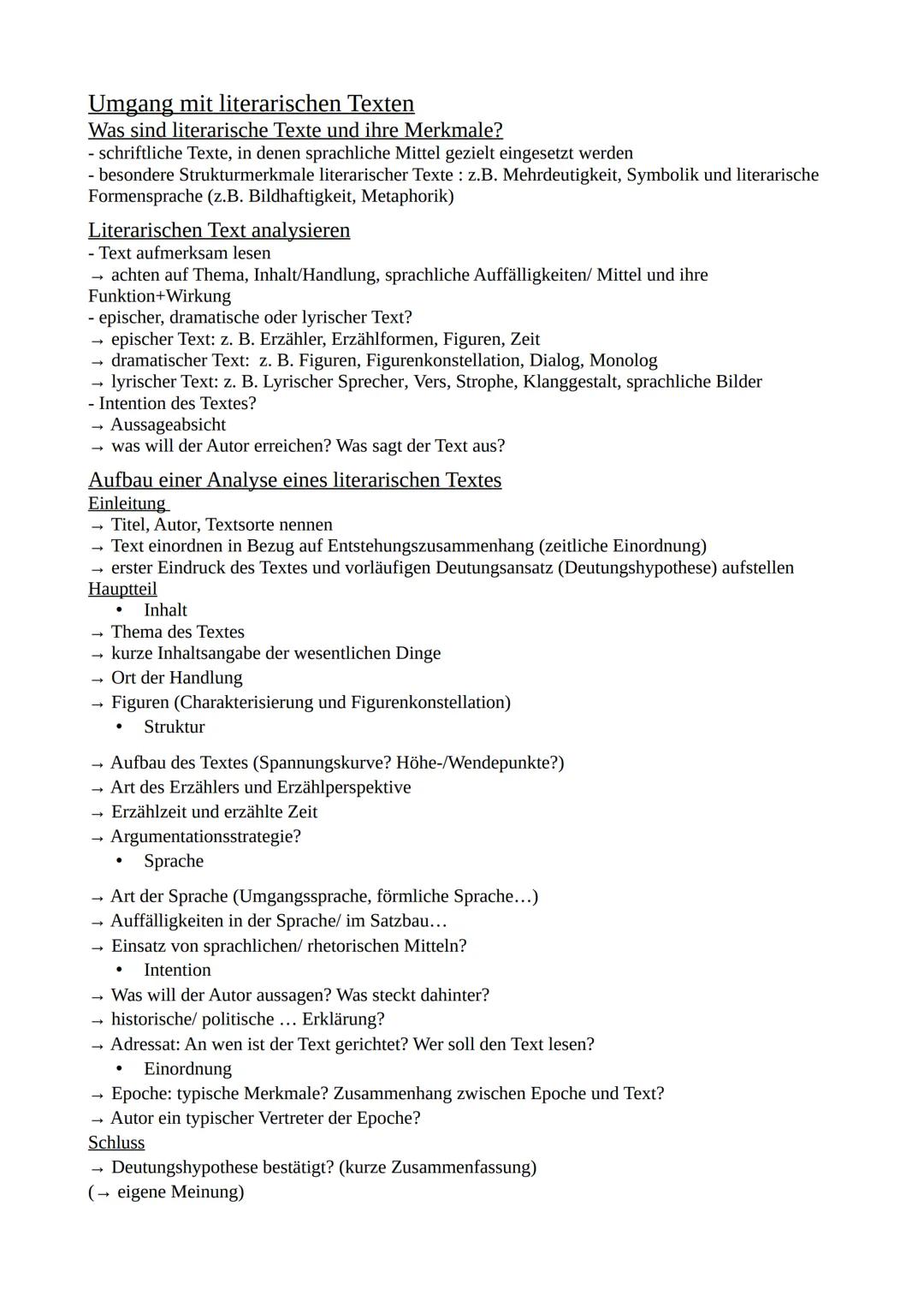 # Umgang mit literarischen Texten
Was sind literarische Texte und ihre Merkmale?
- schriftliche Texte, in denen sprachliche Mittel gezielt e