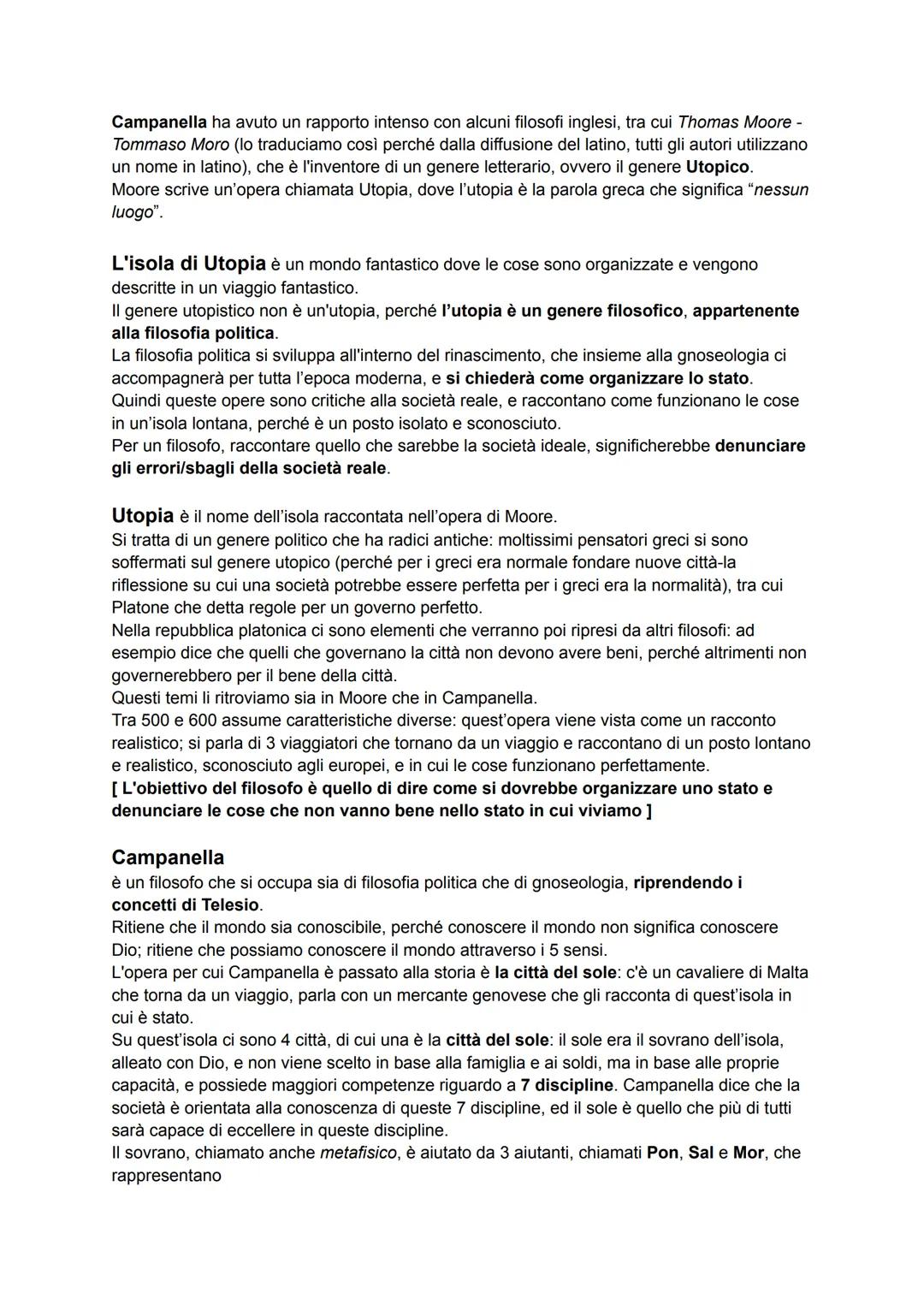 Filosofia del 1500
Gli studiosi che incontreremo adesso sono filosofi naturalisti (studieranno la natura
ripartendo da dove si era fermata -