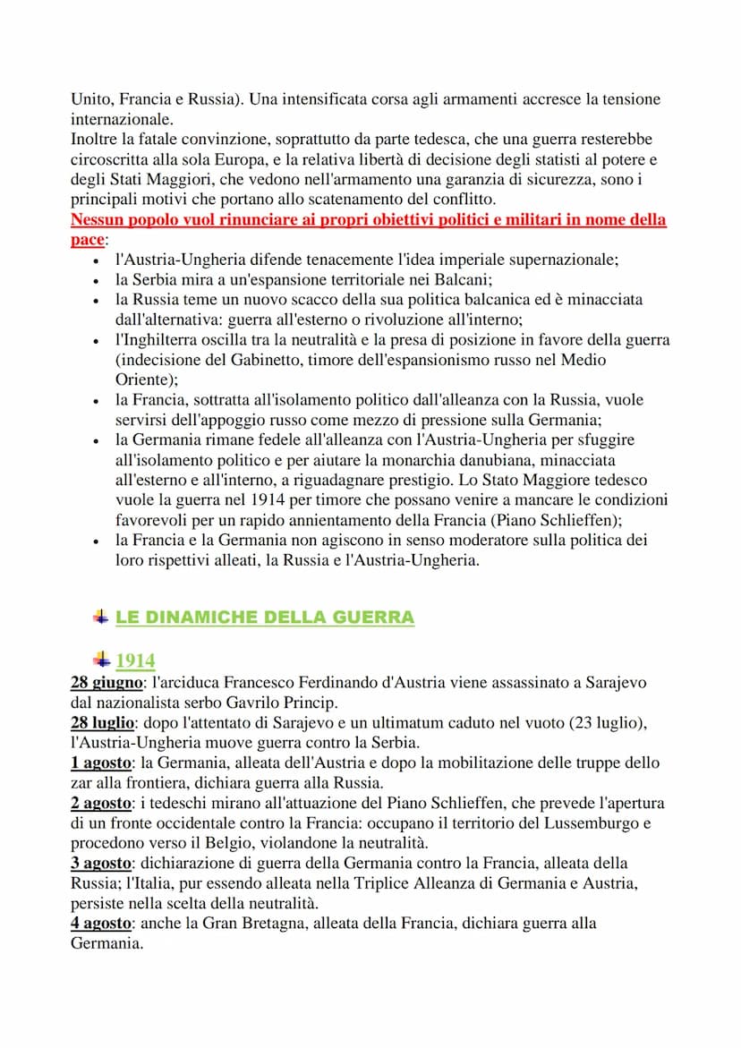 
<p>La prima guerra mondiale fu un conflitto che coinvolse le principali potenze e molte di quelle minori tra il 28 luglio 1914 e l'11 novem