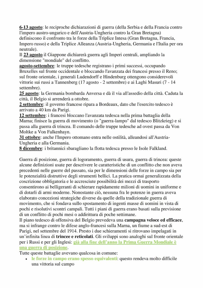 
<p>La prima guerra mondiale fu un conflitto che coinvolse le principali potenze e molte di quelle minori tra il 28 luglio 1914 e l'11 novem