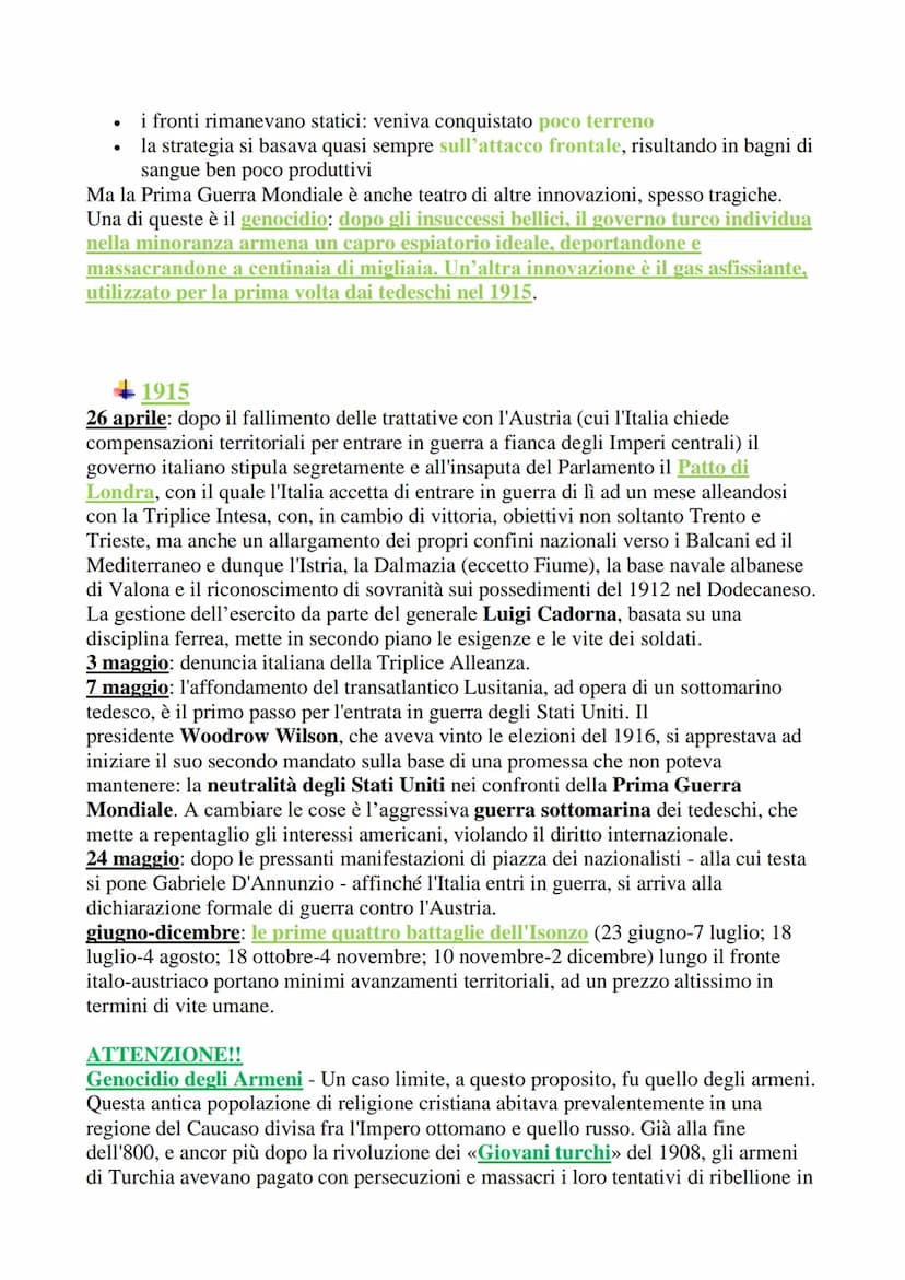 
<p>La prima guerra mondiale fu un conflitto che coinvolse le principali potenze e molte di quelle minori tra il 28 luglio 1914 e l'11 novem