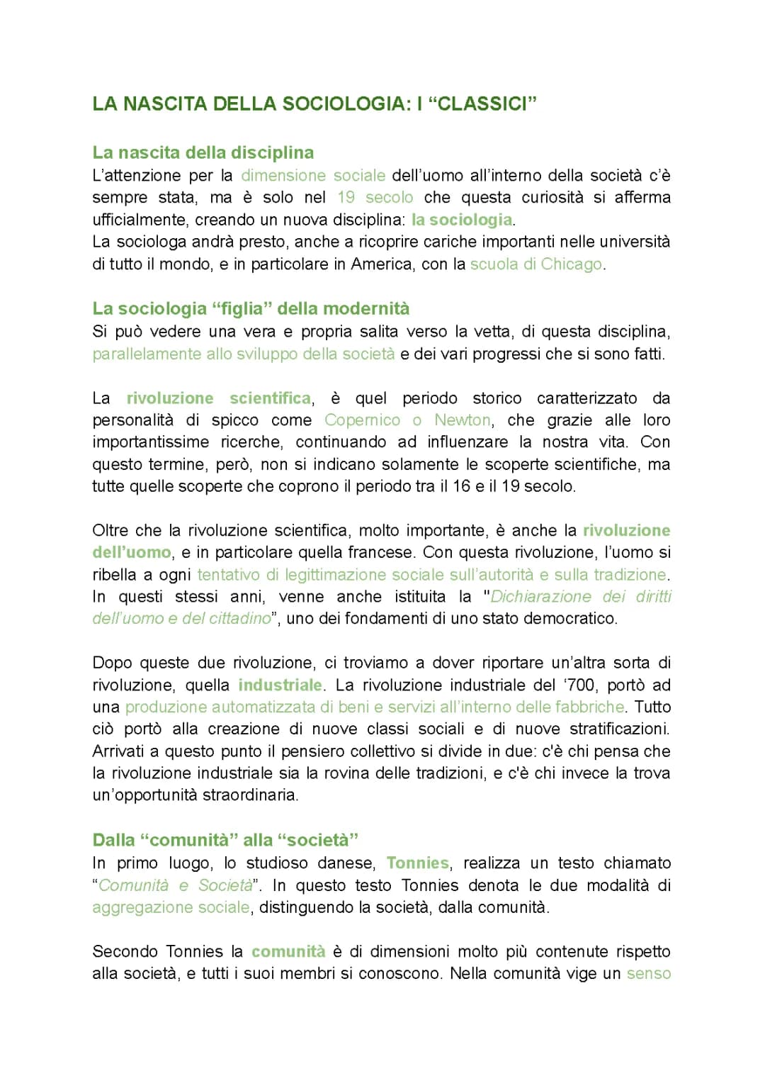 Sociologia, la nascita dei classici