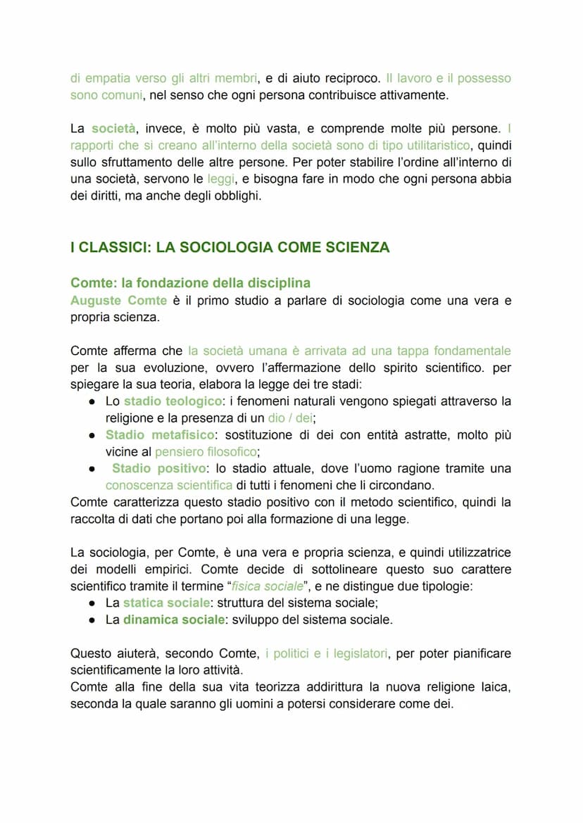 LA NASCITA DELLA SOCIOLOGIA: I "CLASSICI"
La nascita della disciplina
L'attenzione per la dimensione sociale dell'uomo all'interno della soc