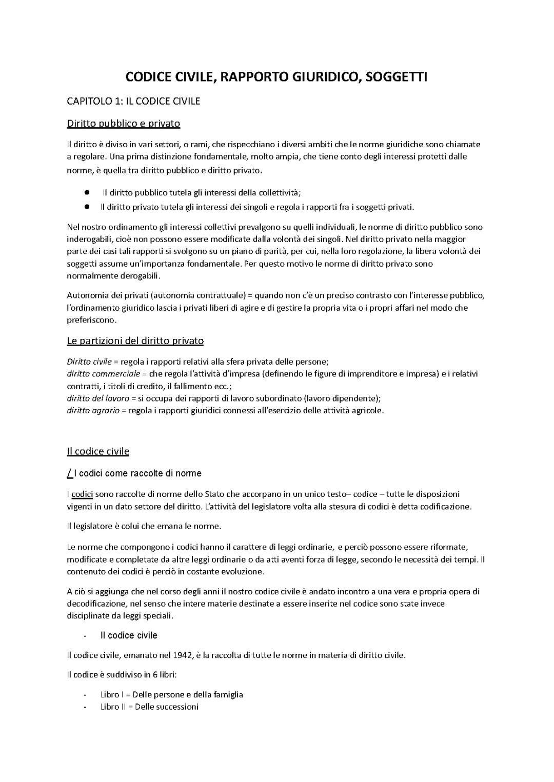 Codice civile, rapporto giuridico, soggetti