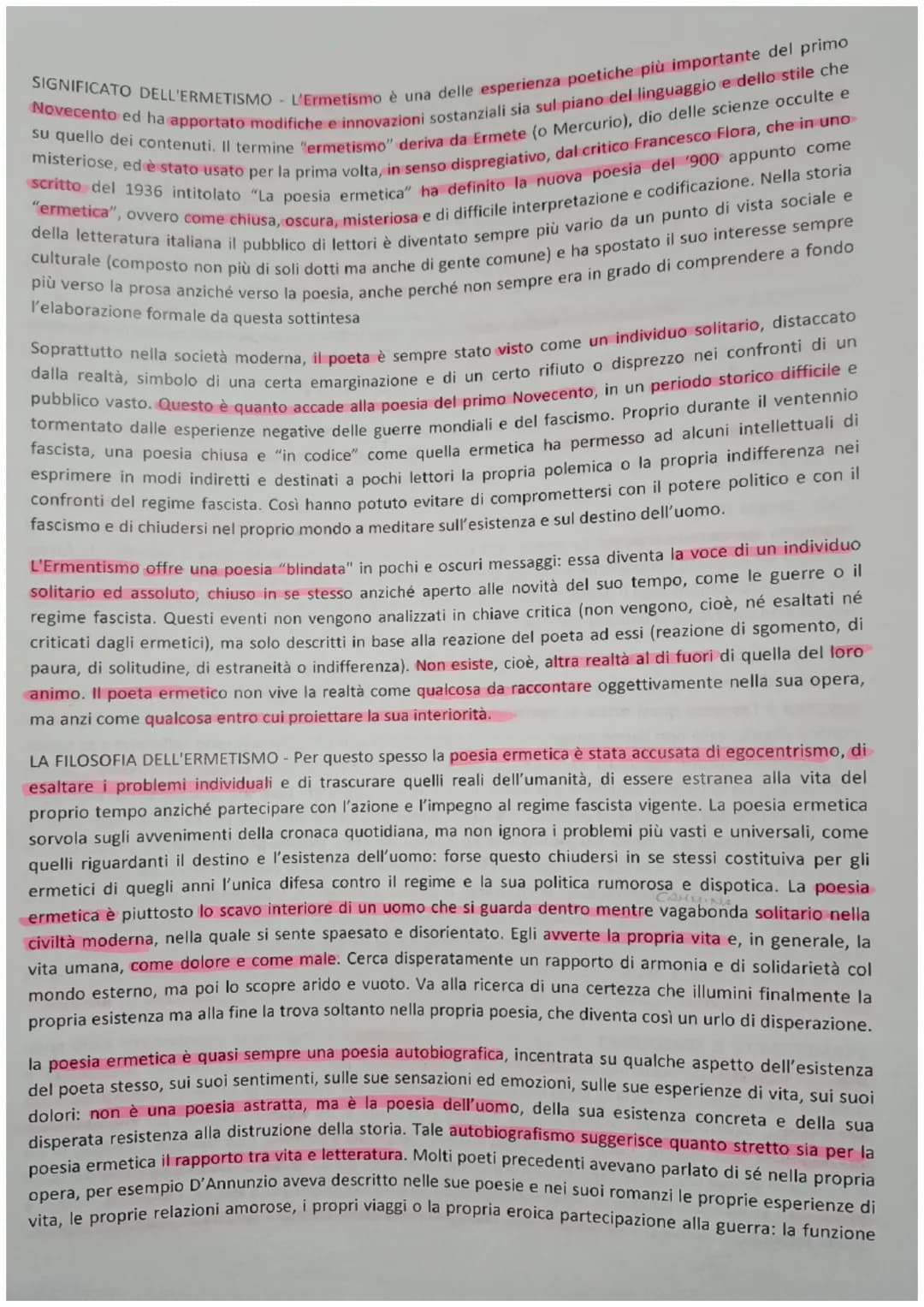 SIGNIFICATO DELL'ERMETISMO L'Ermetismo è una delle esperienza poetiche più importante del primo
Novecento ed ha apportato modifiche e innova