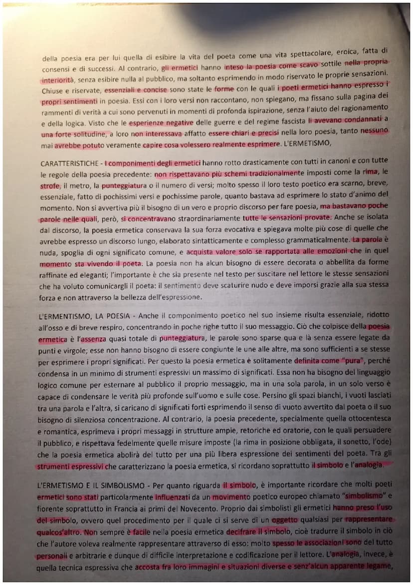 SIGNIFICATO DELL'ERMETISMO L'Ermetismo è una delle esperienza poetiche più importante del primo
Novecento ed ha apportato modifiche e innova