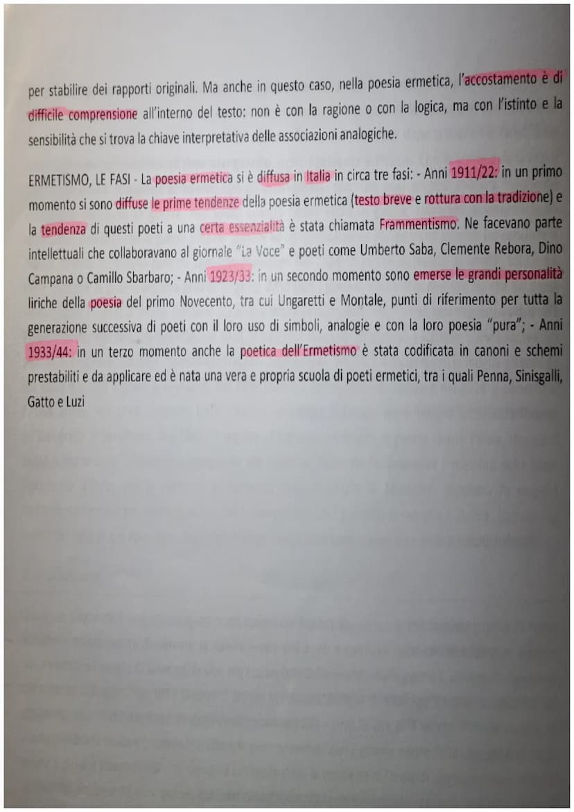 SIGNIFICATO DELL'ERMETISMO L'Ermetismo è una delle esperienza poetiche più importante del primo
Novecento ed ha apportato modifiche e innova