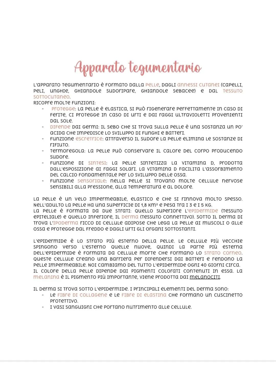 Apparato tegumentario
L'apparato TeGumentario è FormaTO DALLA PELLE, DAGLI annesSI CUTANEI (CAPELLI,
PELI, UNGHIе, GHIANDOLE SUDORIPare, GHI