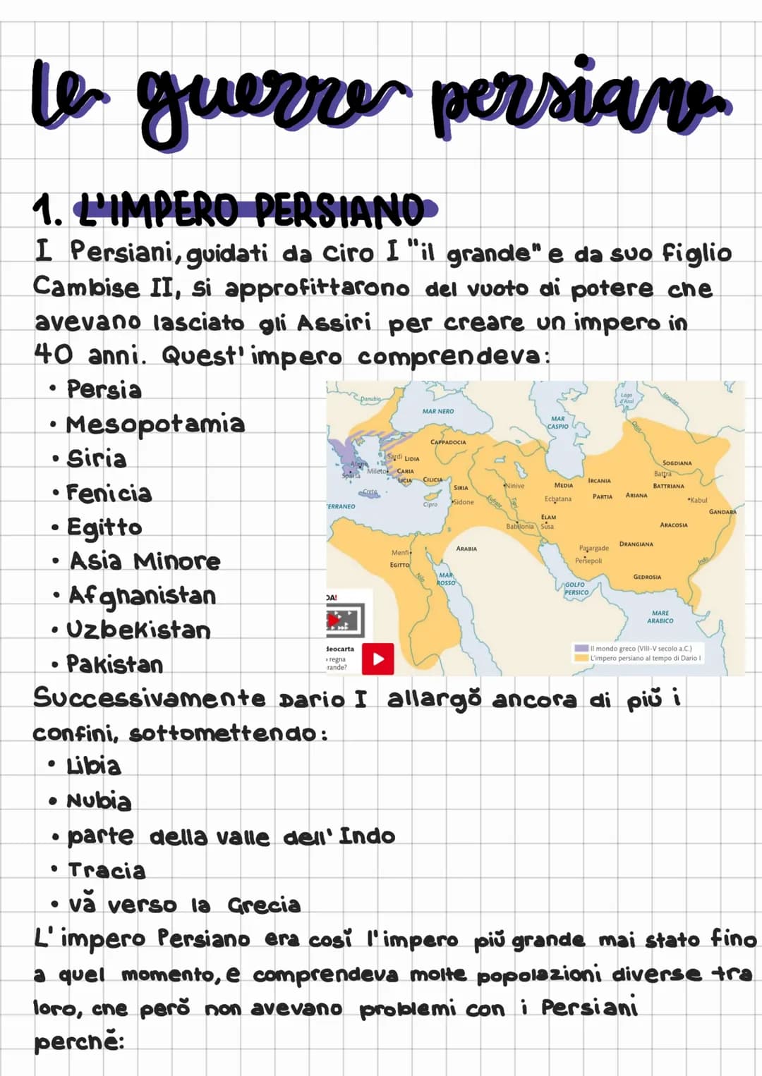 
<h2 id="limperopersiano">L'IMPERO PERSIANO</h2>
<p>I Persiani, guidati da Ciro I "il grande" e da suo figlio Cambise II, si approfittarono 