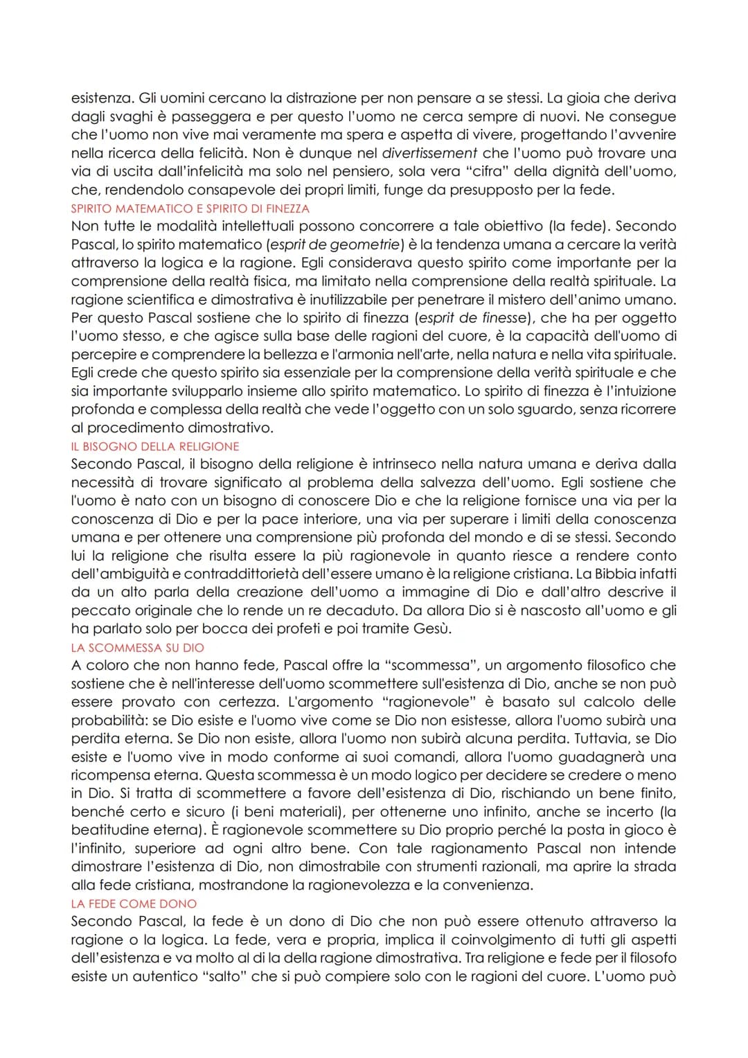 PASCAL
OOOOOOOOOOO
LA CURVATURA RELIGIOSA DEL PENSIERO
IL PROGETTO FILOSOFICO
L'INDAGINE ESISTENZIALE
LA NATURA DELL'ESSERE UMANO
I LIMITI D
