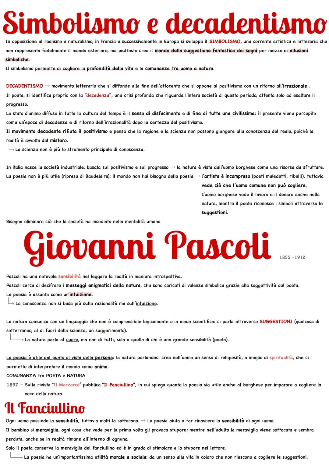 Simbolismo e decadentismo - Pascoli e D’Annunzio