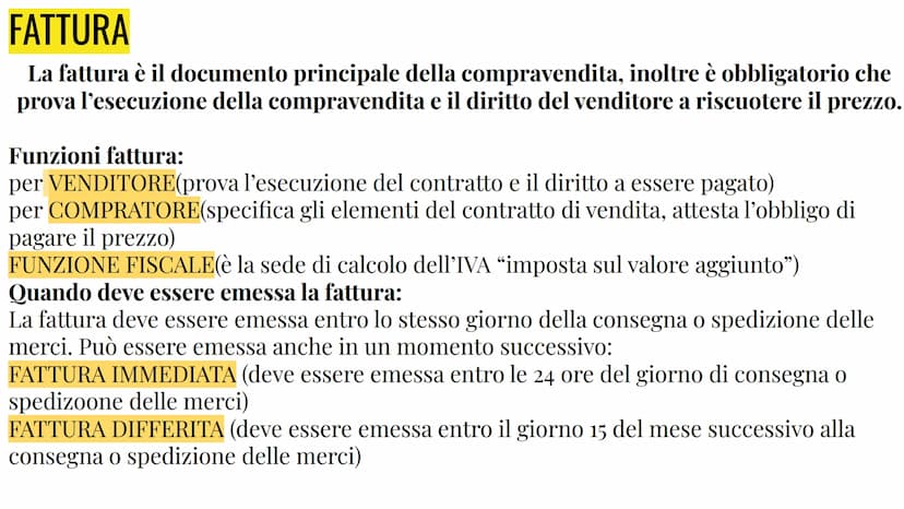 ECONOMIA
INTERROGAZIONE FATTURA
La fattura è il documento principale della compravendita, inoltre è obbligatorio che
prova l'esecuzione dell